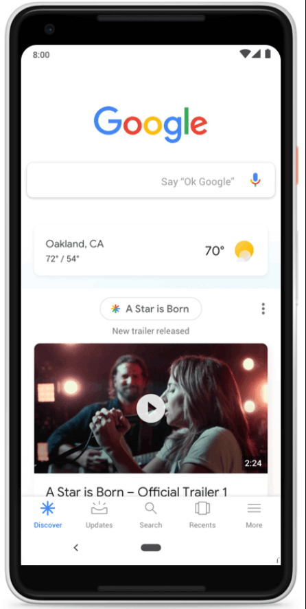 Google Discover feature home page