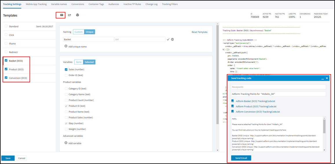 Performics - Produktový retargeting - Odesílání tracking kódů