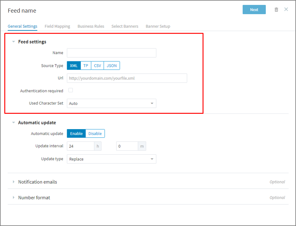 Performics - Produktový retargeting - Nastavení feedu Adform