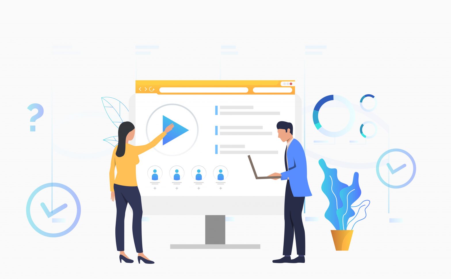 Woman and man playing a video