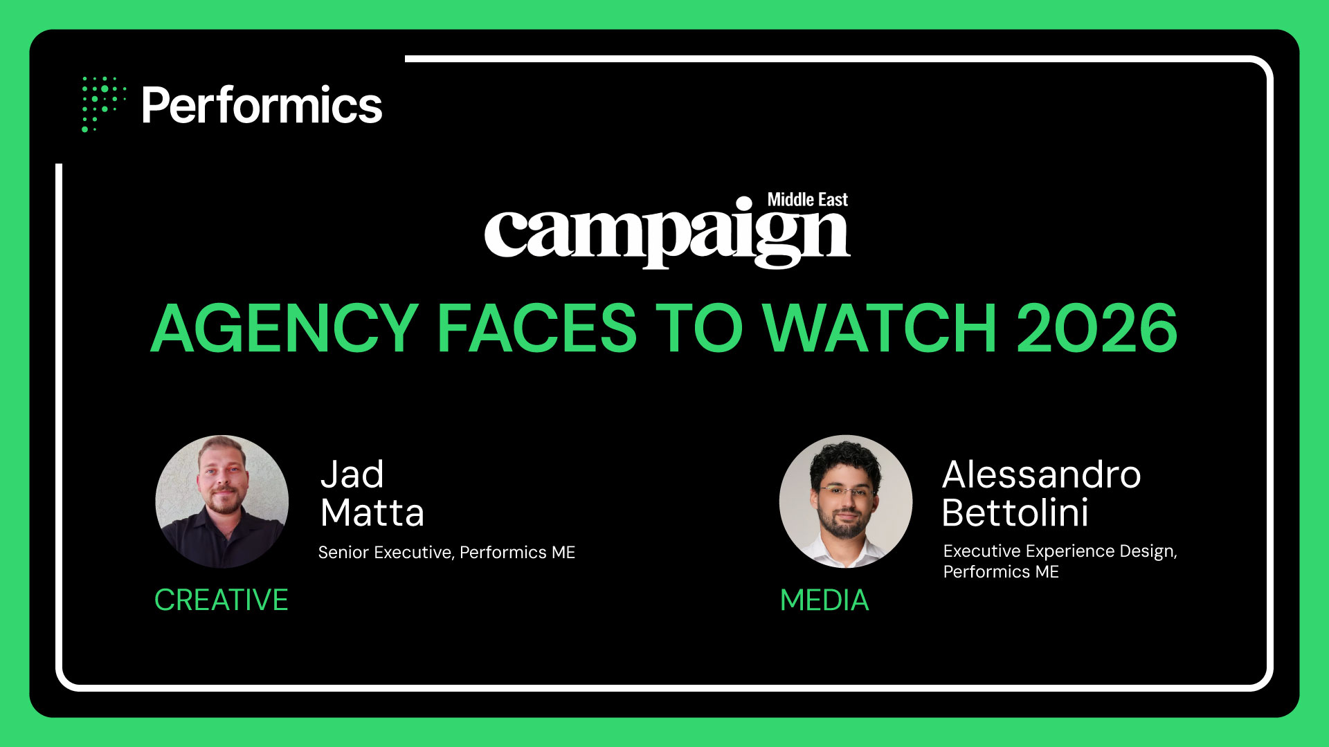 Performics Middle East Talent Named in Agency Faces to Watch 2026